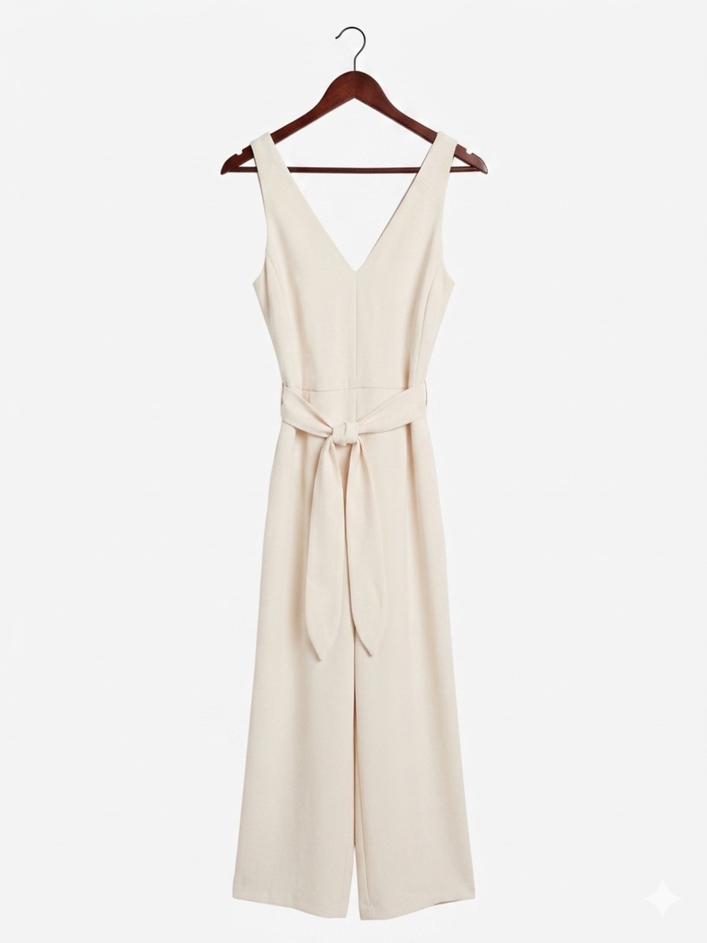 Wilfred Cream V-Neck Jumpsuit with Waist Tie